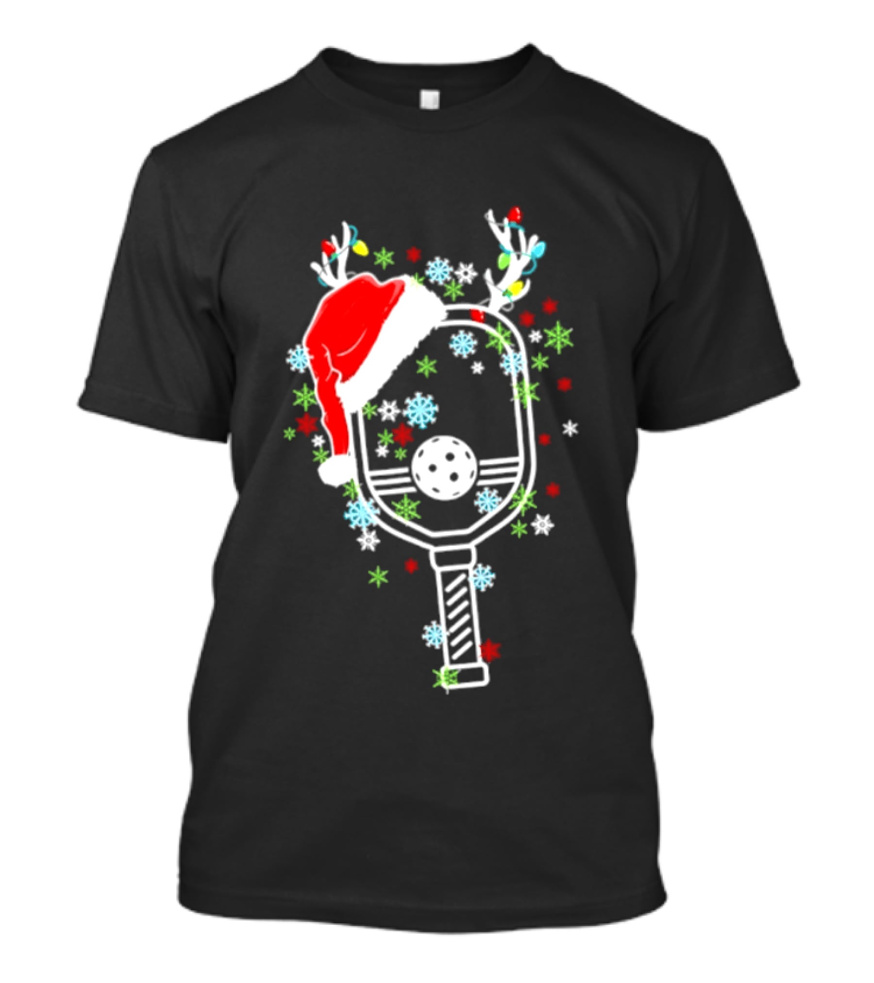 Pickleball Christmas 2026 Festive Paddle With Santa Hat And Holiday Decorations T-Shirt