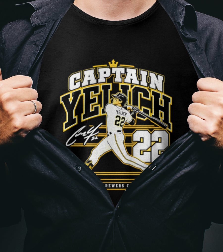 Captain Yelich 22 First Brewers Captain Milwaukee Brewers T-Shirt