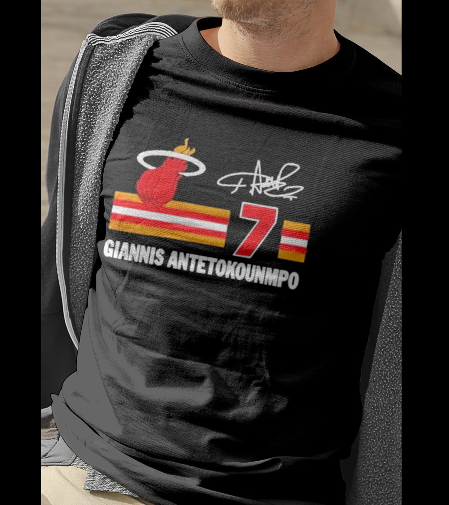 Giannis Antetokounmpo Miami Heat Number 7 Signature T-Shirt