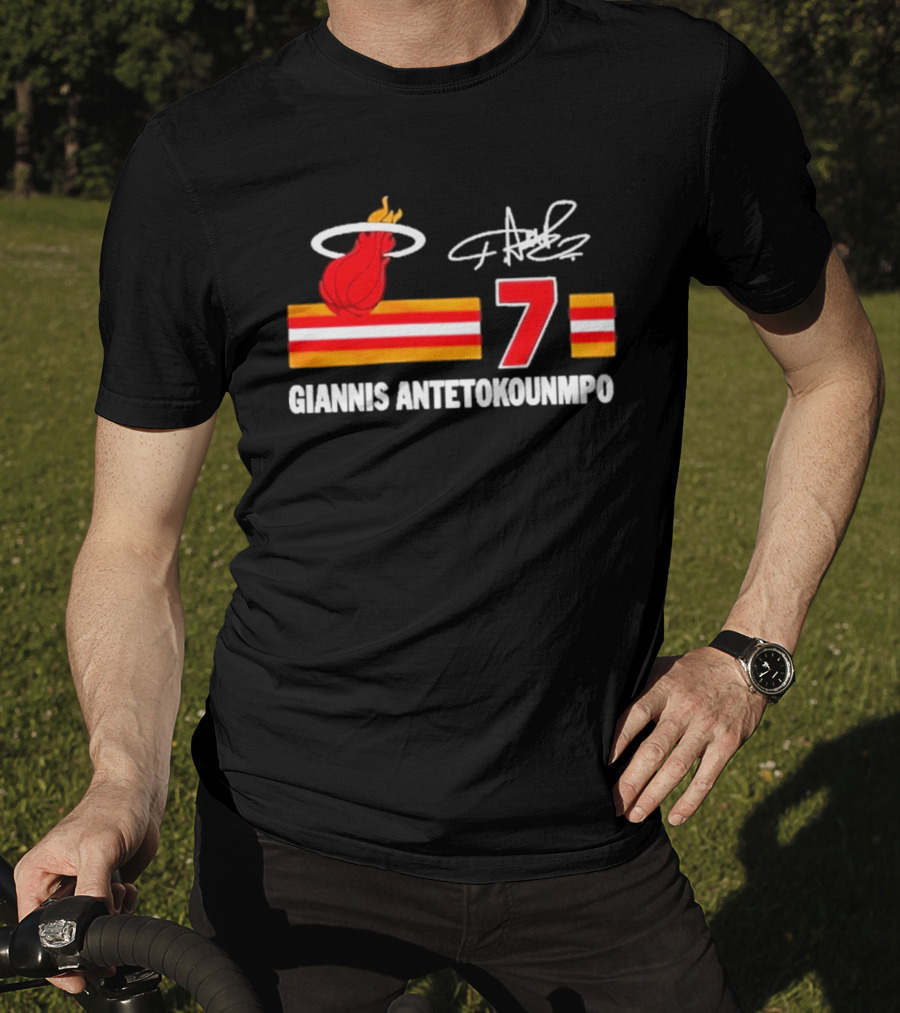 Giannis Antetokounmpo Miami Heat Number 7 Signature T-Shirt