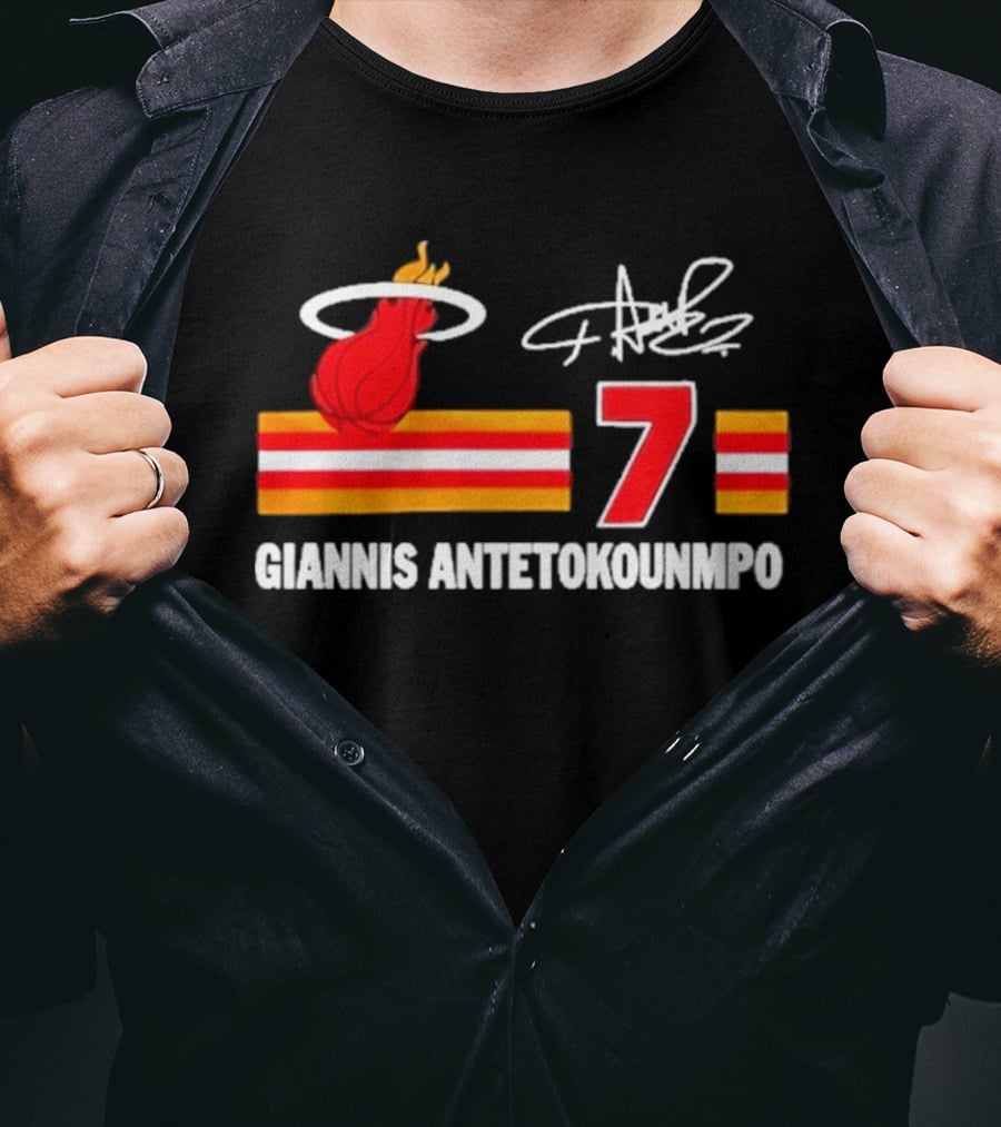 Giannis Antetokounmpo Miami Heat Number 7 Signature T-Shirt
