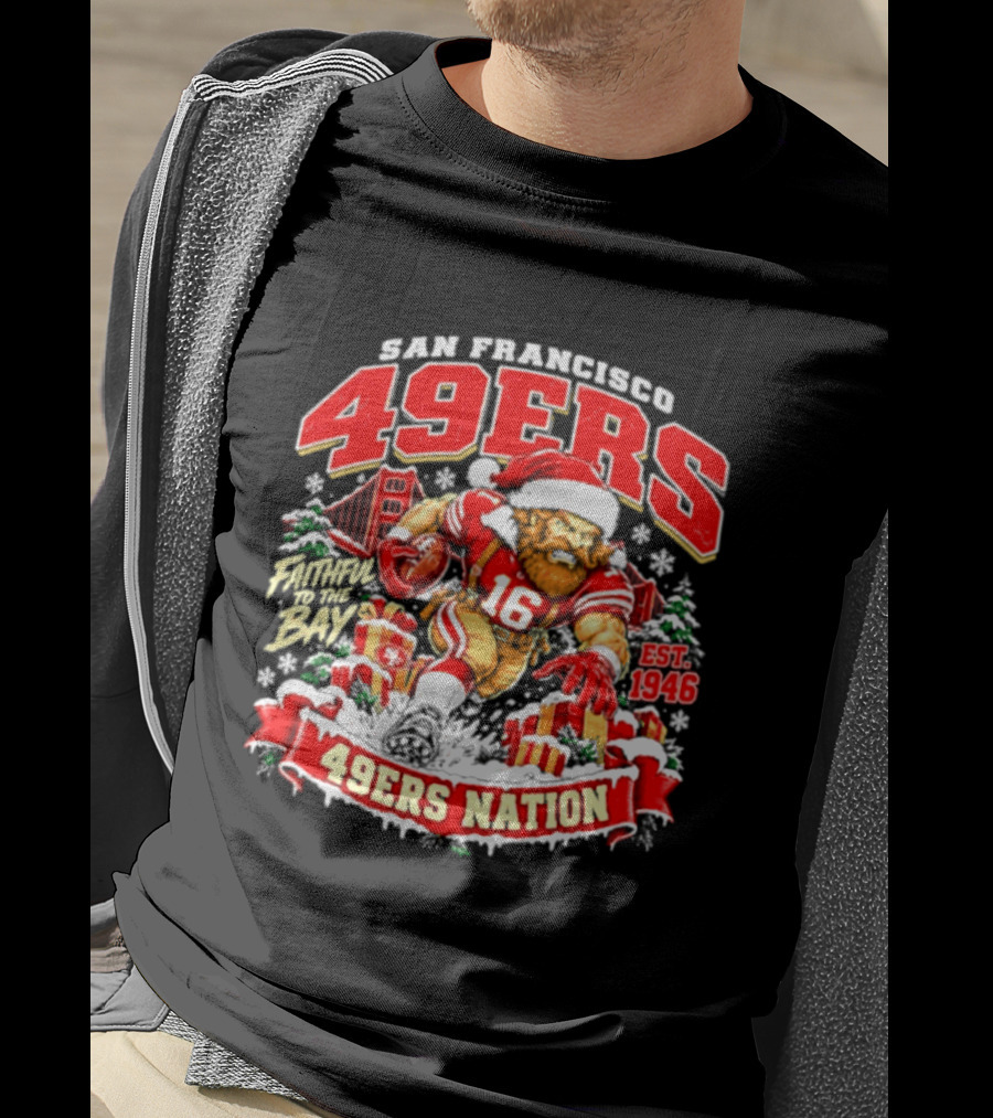 San Francisco 49ers Christmas 49ers Nation Established 1946 Faithful To The Bay T-Shirt