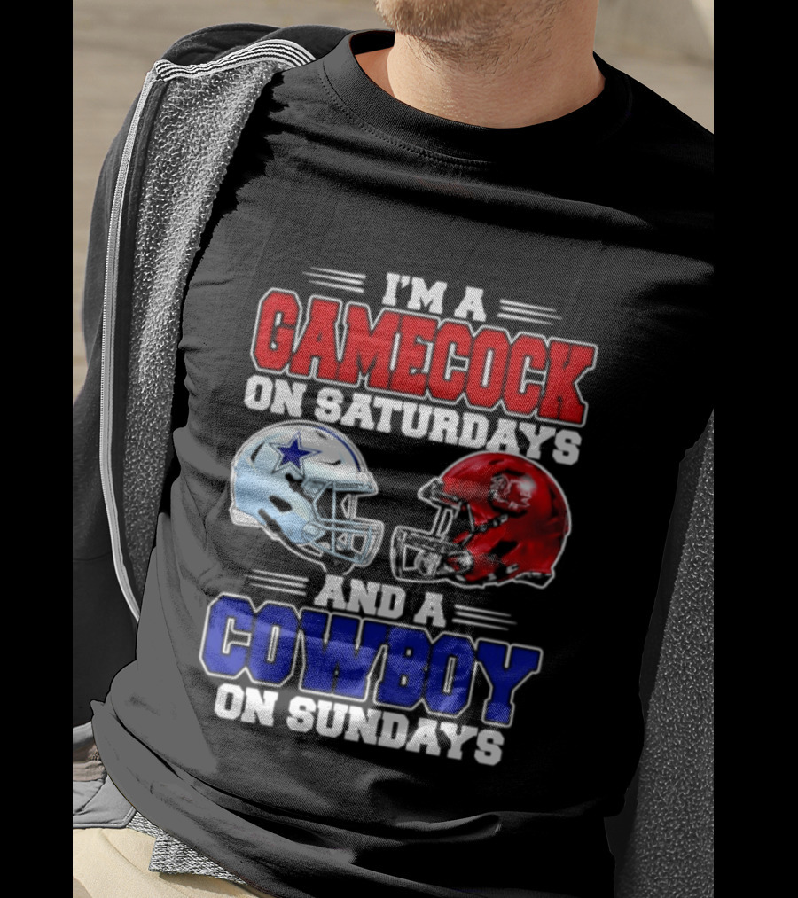 I'm A Gamecock On Saturdays And A Cowboy On Sundays Helmet Rivalry 2026 T-Shirt