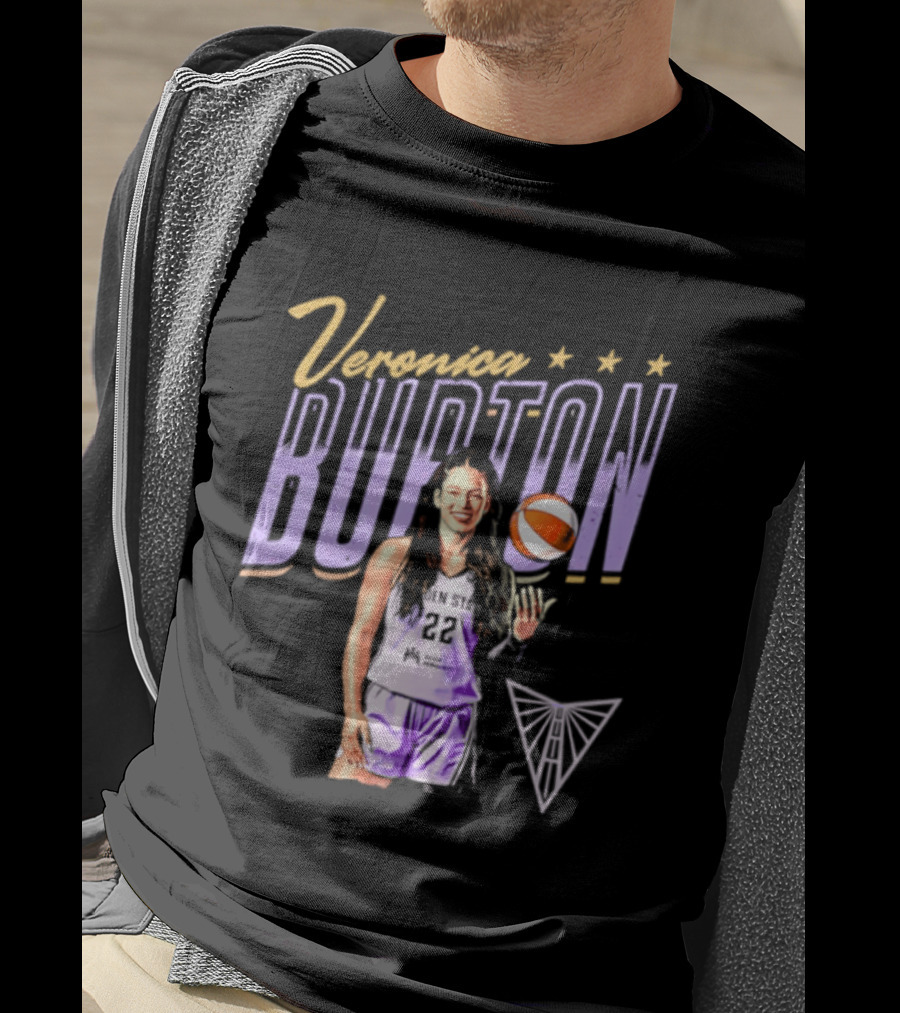 Veronica Burton Basketball Pose Valkyries Purple Orange 2026 T-Shirt