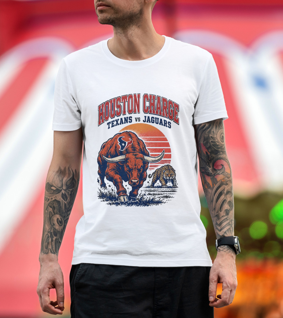 Houston Charge 2026 Texans Vs Jaguars Sunset Showdown T-Shirt