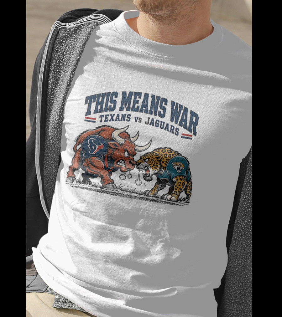 This Means War Texans Vs Jaguars Angry Bull Vs Jaguar Football T-Shirt