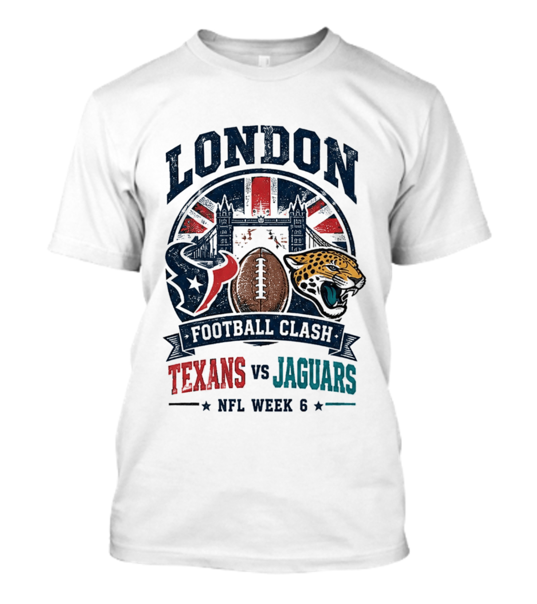 London Football Clash 2026 Houston Texans Vs Jacksonville Jaguars NFL Week 6 T-Shirt