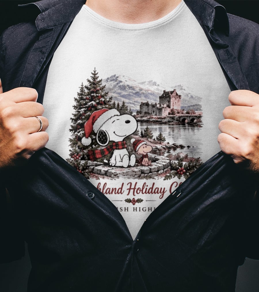 Highland Holiday Cheer Snoopy Scottish Highlands Christmas T-Shirt