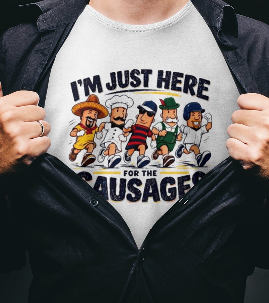 I'm Just Here For The Sausages Party Crew T-Shirt