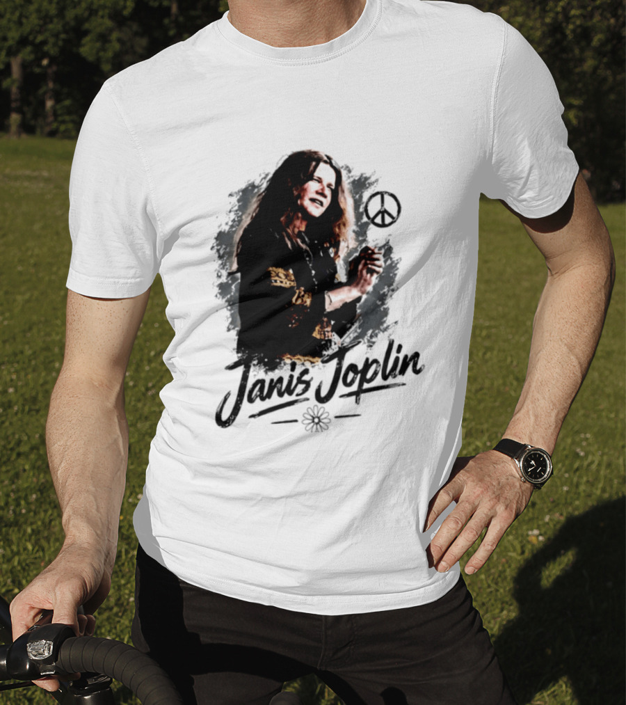 Janis Joplin Peace Sign Flower Rock Legend T-Shirt