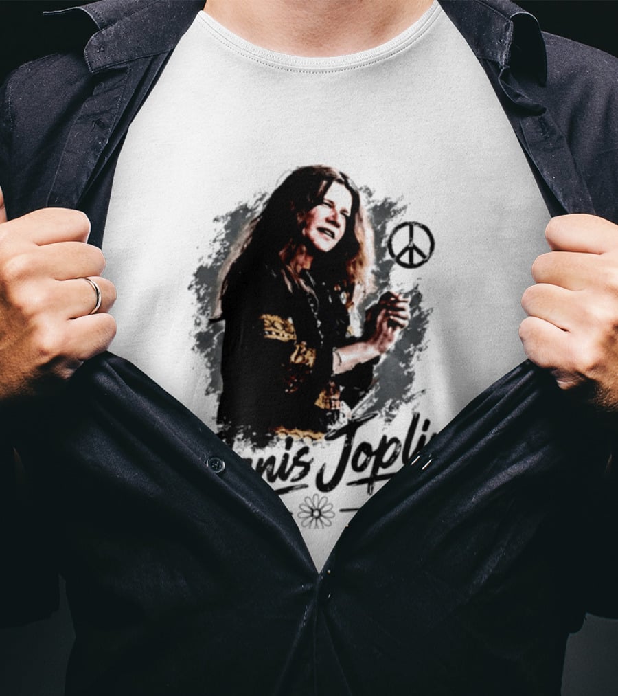 Janis Joplin Peace Sign Flower Rock Legend T-Shirt