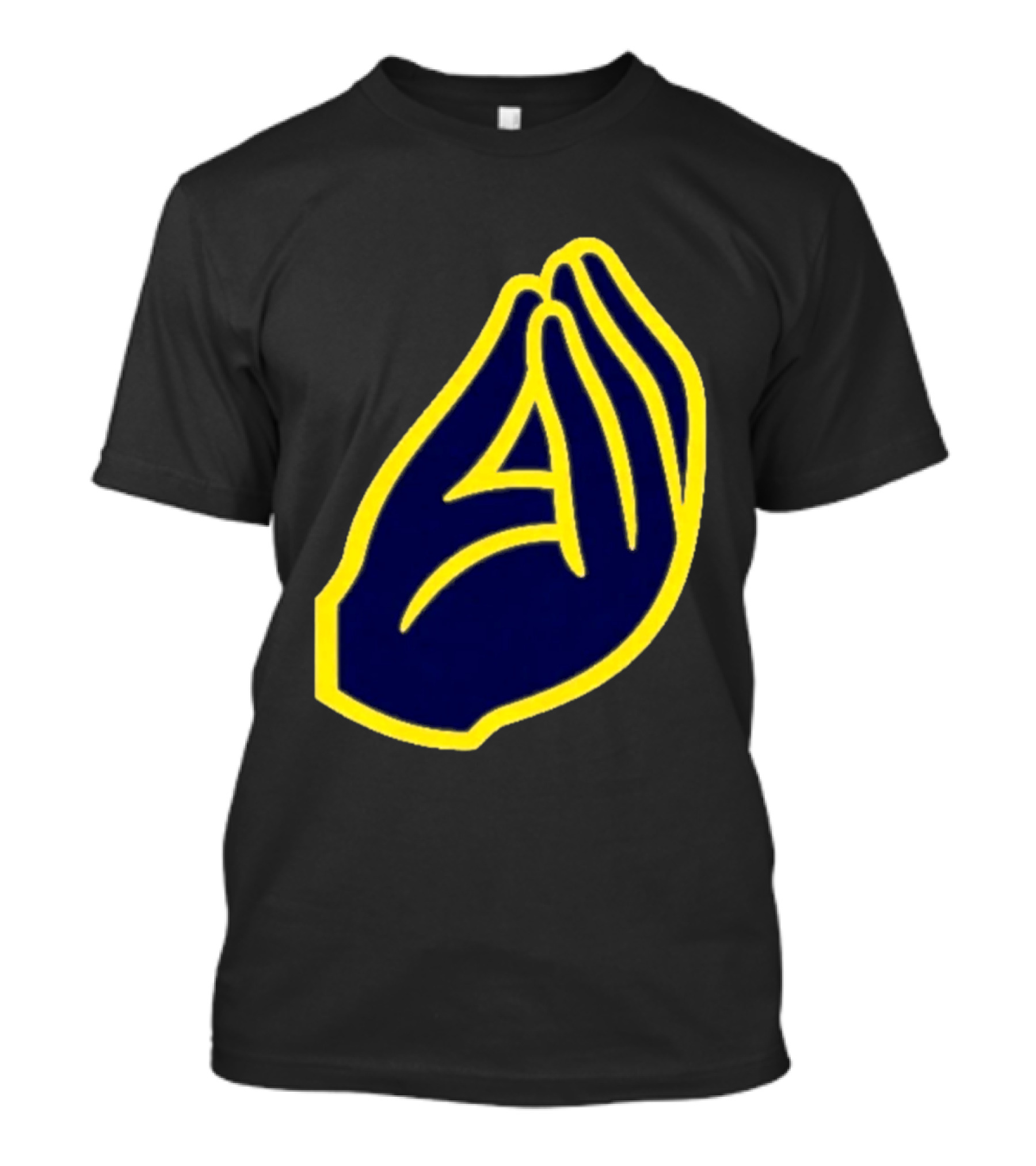 Milwaukee Yellow Indistinguishable Lettering Blue Enclosed Prayer Hands T-Shirt