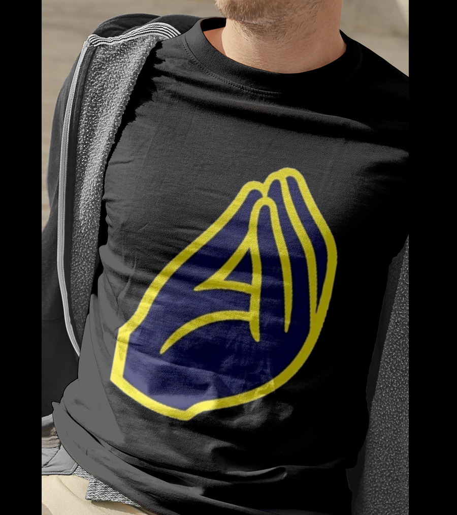 Milwaukee Yellow Indistinguishable Lettering Blue Enclosed Prayer Hands T-Shirt