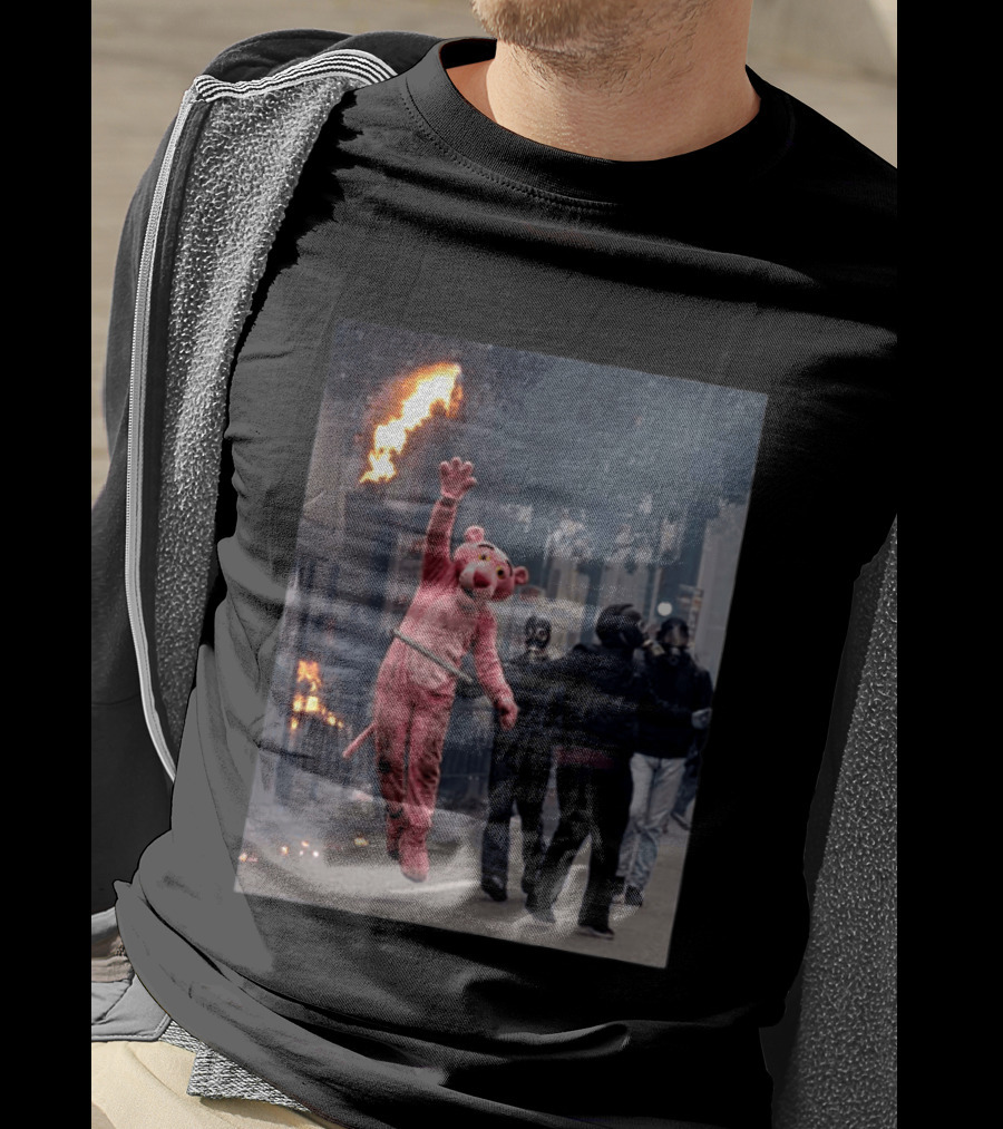 Pink Panther 2026 France Jump Amidst Protest Scene T-Shirt