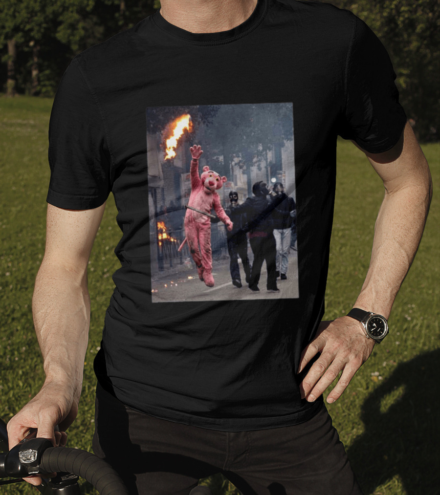 Pink Panther 2026 France Jump Amidst Protest Scene T-Shirt