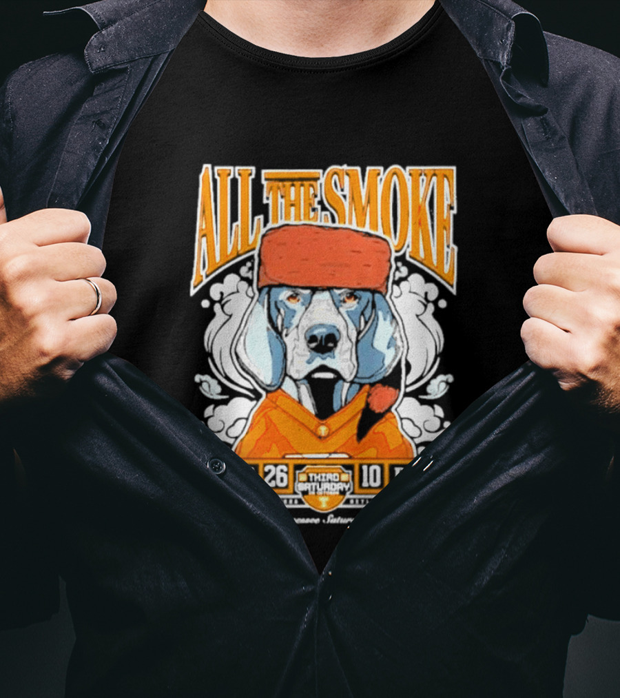 ALL THE SMOKE Tennessee Volunteers 26 10 Alabama Crimson Tide 2026 Smokey Game Day Cigar Celebration T-Shirt