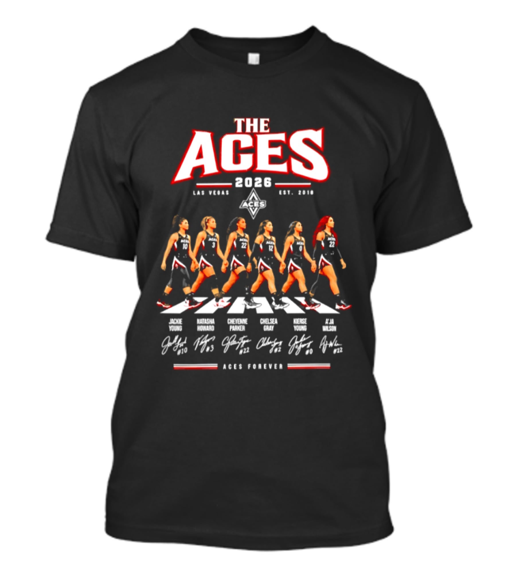 The Aces 2026 Las Vegas Team Abbey Road Aces Forever Signatures T-Shirt