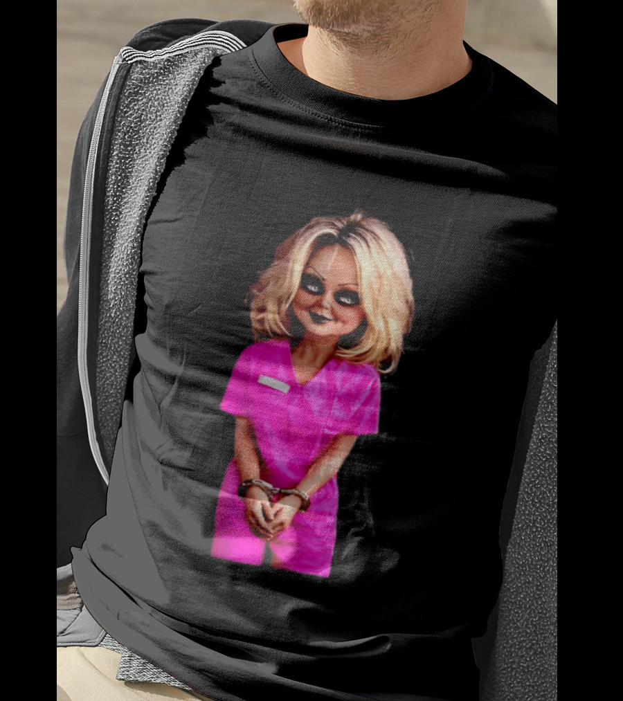 Tiffany Valentine Chucky Doll Pink Prison Uniform Halloween Costume T-Shirt
