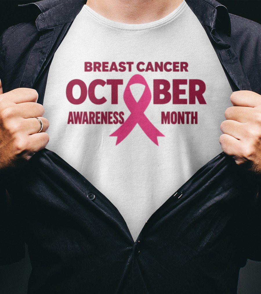 Breast Cancer Awareness October Month Pink Ribbon T-Shirt