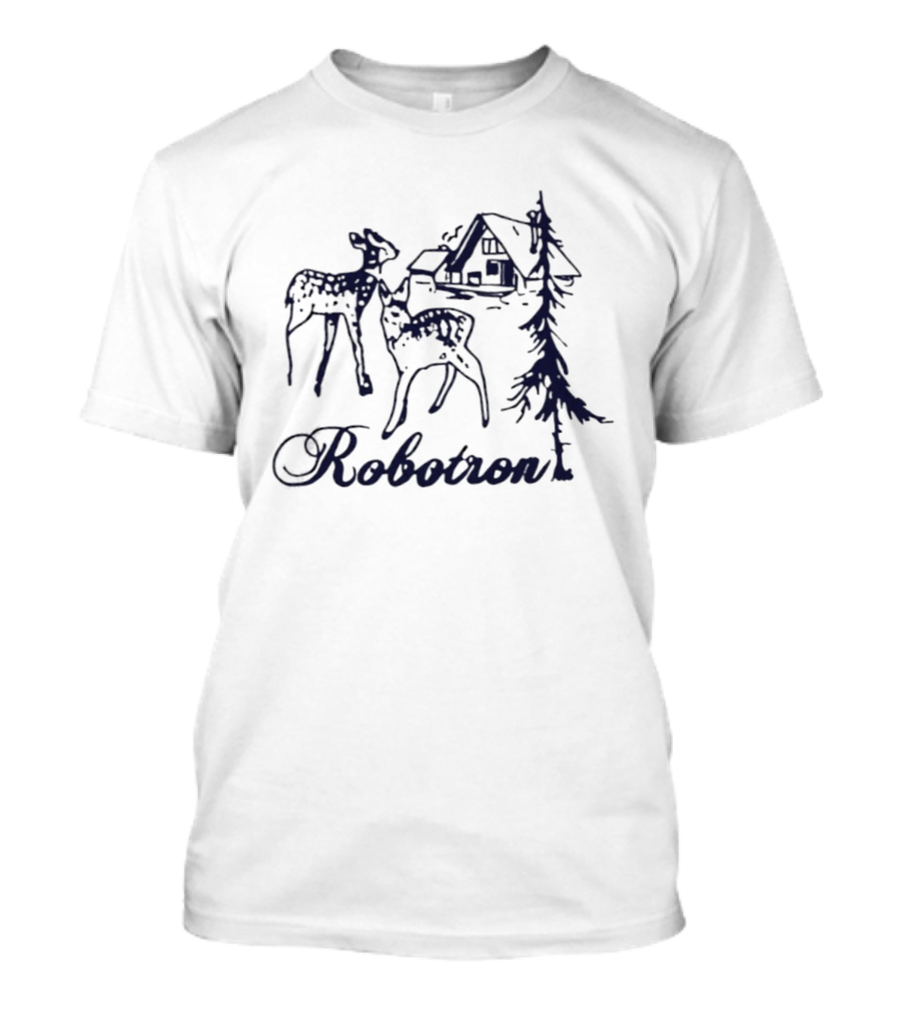 Robotron Deer And Cabin Nature Forest Scene T-Shirt