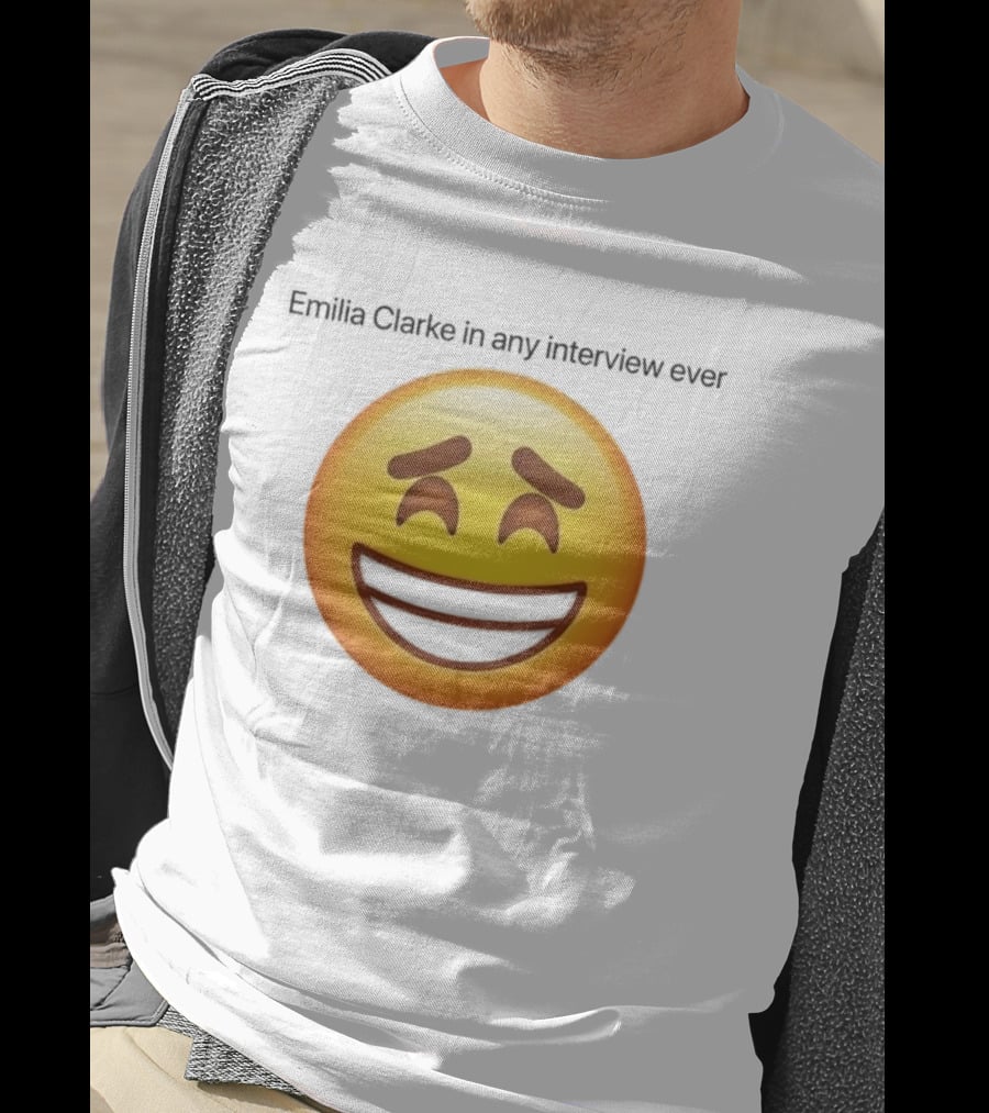 Emilia Clarke In Any Interview Ever Smiling Emoji T-Shirt