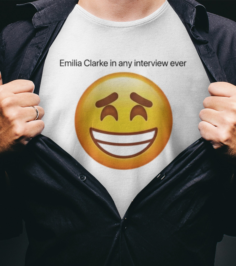 Emilia Clarke In Any Interview Ever Smiling Emoji T-Shirt