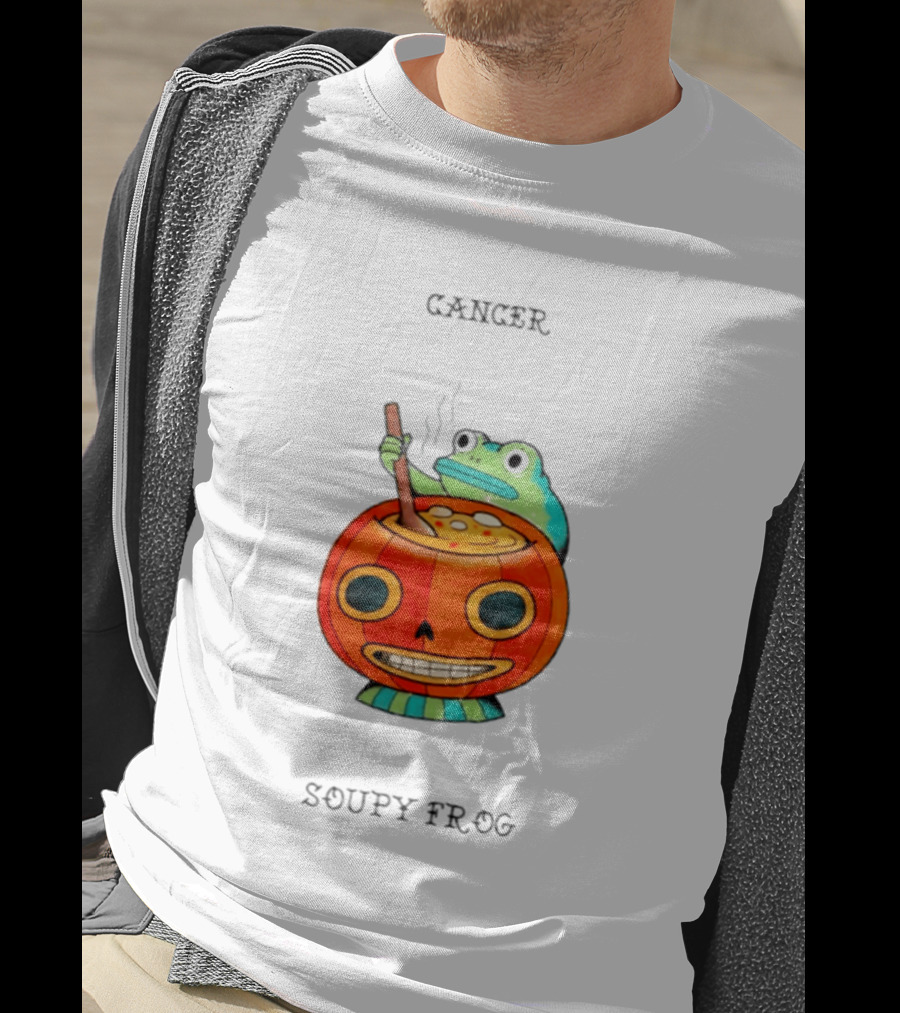 Halloween Cancer Zodiac Soupy Frog Pumpkin T-Shirt