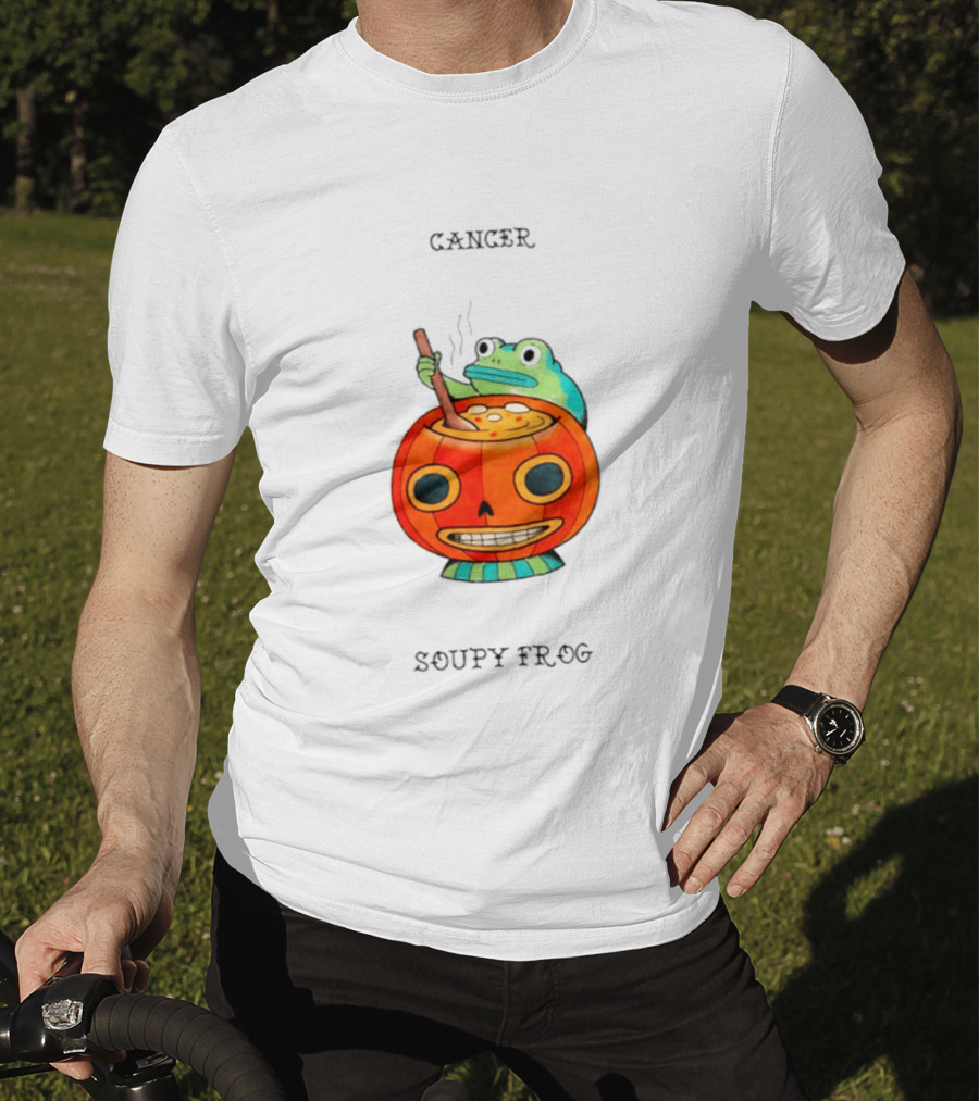 Halloween Cancer Zodiac Soupy Frog Pumpkin T-Shirt