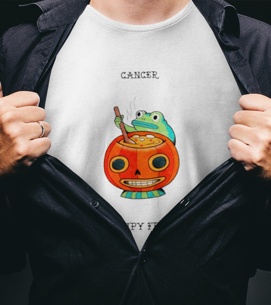 Halloween Cancer Zodiac Soupy Frog Pumpkin T-Shirt