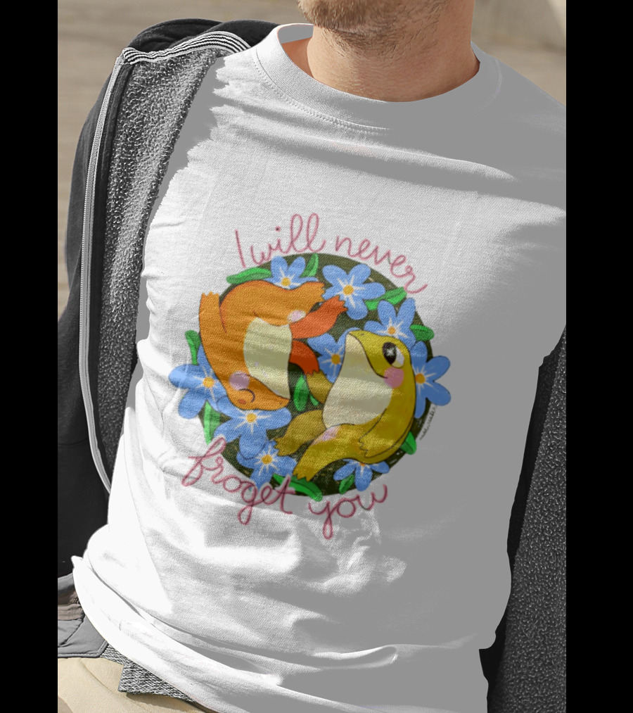 I Will Never Froget You Frog Toad Blue Flowers T-Shirt