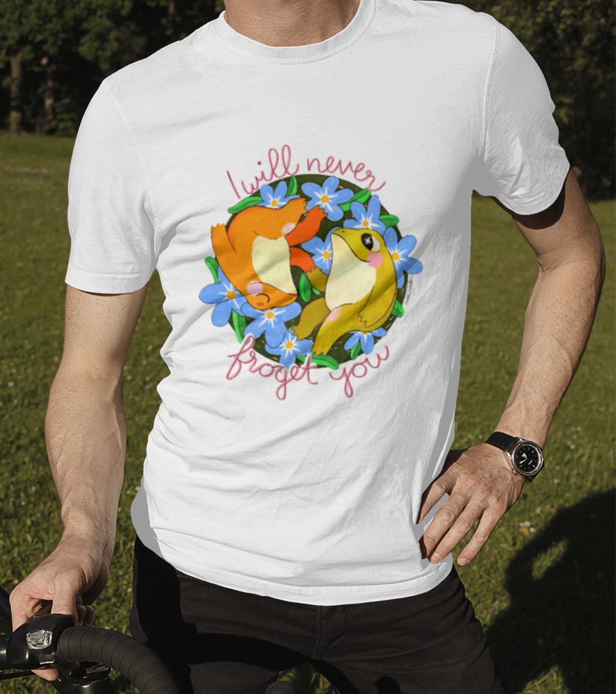 I Will Never Froget You Frog Toad Blue Flowers T-Shirt