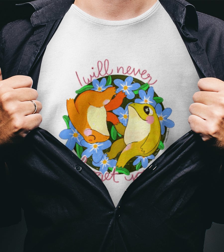 I Will Never Froget You Frog Toad Blue Flowers T-Shirt