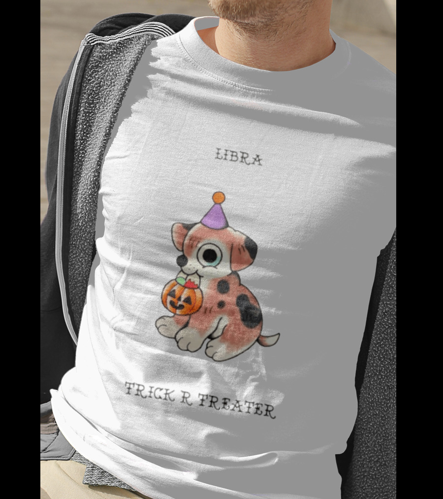 Libra Halloween Puppy Trick R Treater Zodiac T-Shirt