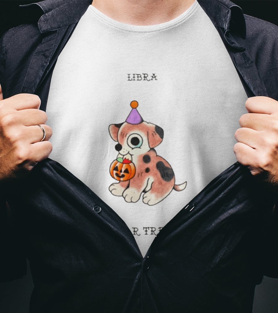 Libra Halloween Puppy Trick R Treater Zodiac T-Shirt