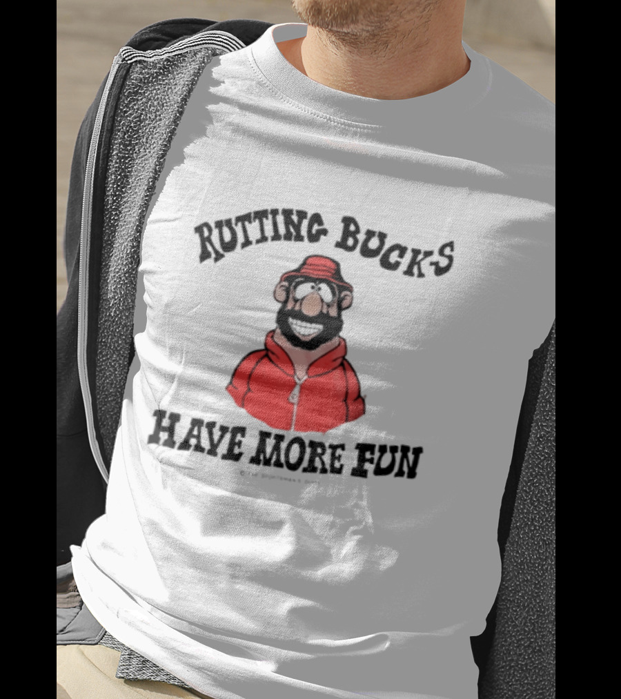 Rutting Bucks Have More Fun Cartoon Character Red Jacket T-Shirt