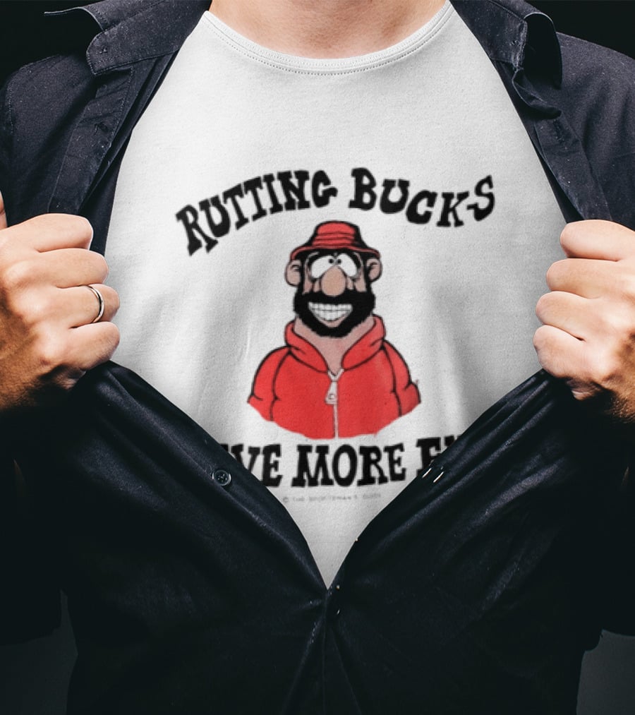 Rutting Bucks Have More Fun Cartoon Character Red Jacket T-Shirt