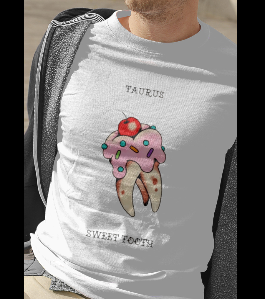 Taurus Sweet Tooth Ice Cream Cone With Sprinkles And Cherry T-Shirt