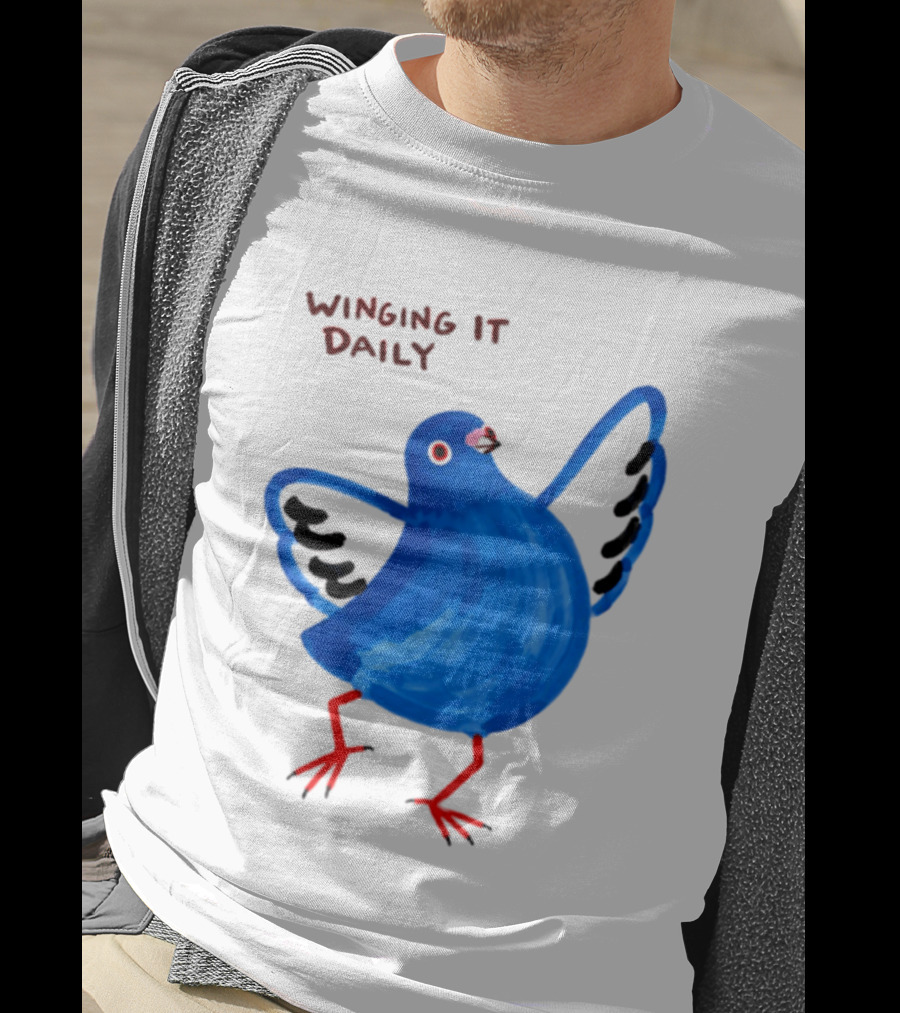 Winging It Daily Pigeon Cartoon Bird T-Shirt