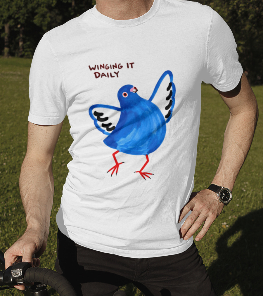 Winging It Daily Pigeon Cartoon Bird T-Shirt