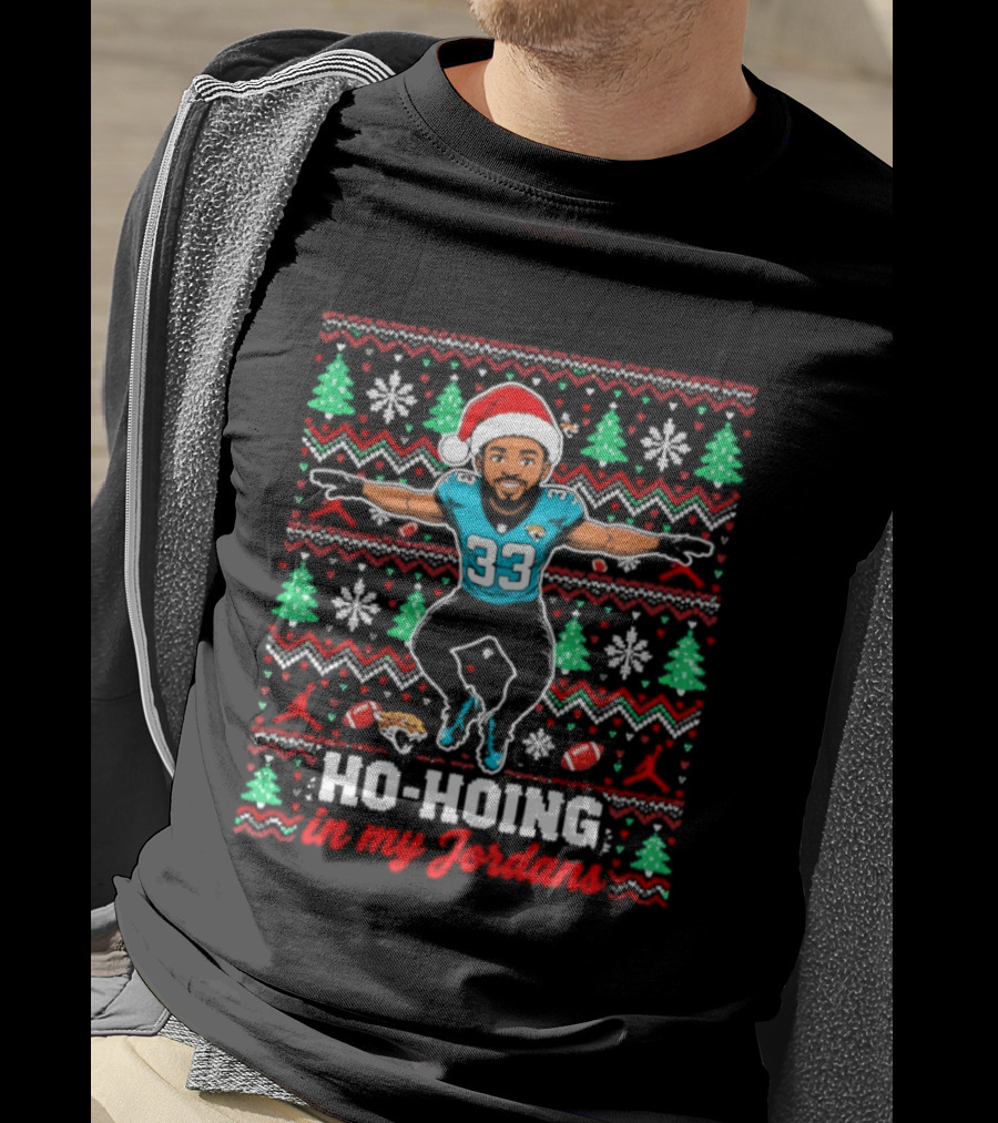Bhayshul Tuten Jacksonville Jaguars Ho Hoing In My Jordans Ugly Christmas Sweater Football Holiday T-Shirt