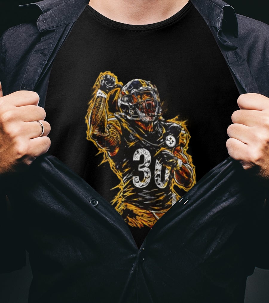 Pittsburgh Steelers Jaylen Warren 30 Scream NFL Football Player T-Shirt