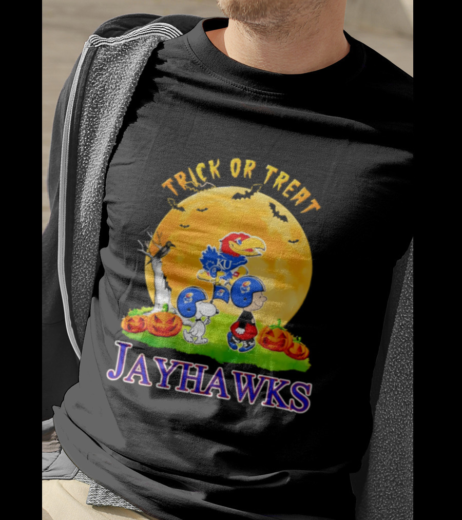 Kansas Jayhawks Peanuts Trick Or Treat Halloween Abbey Road 2026 T-Shirt