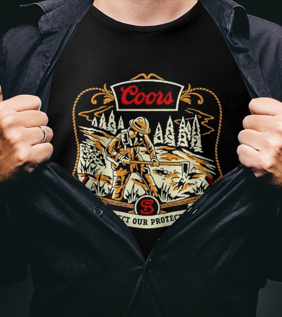 Coors Protect Our Protectors Wildland Firefighter Forest Scene T-Shirt