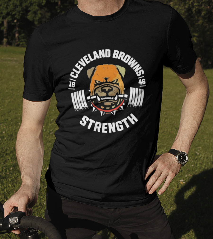 Cleveland Browns Strength Barbell Dog T-Shirt