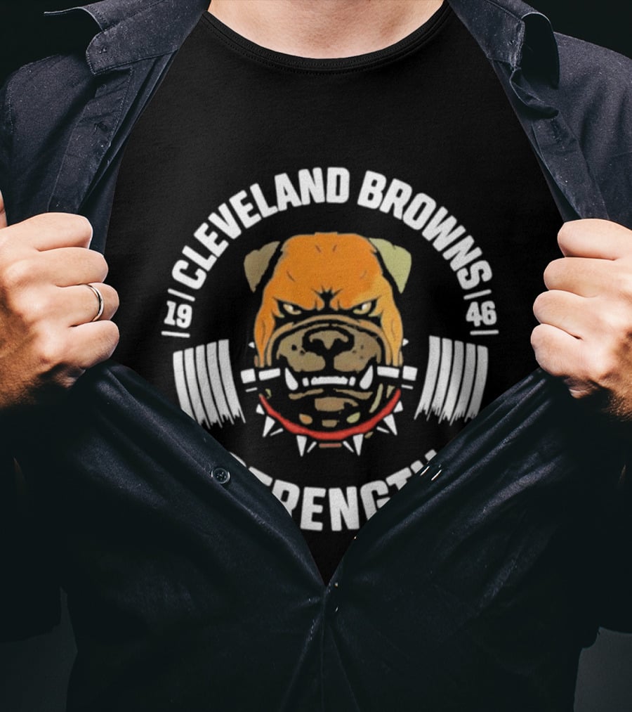 Cleveland Browns Strength Barbell Dog T-Shirt