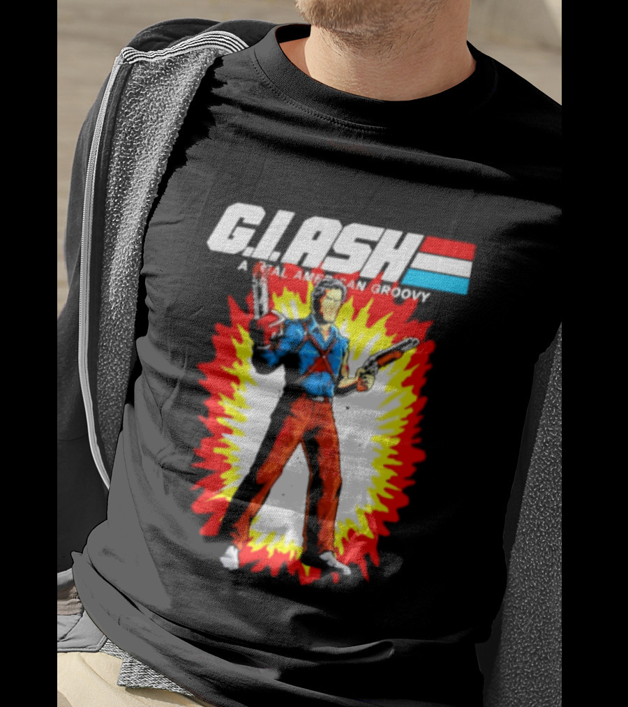 G.I. Ash A Real American Groovy Evil Dead Character Explosion T-Shirt
