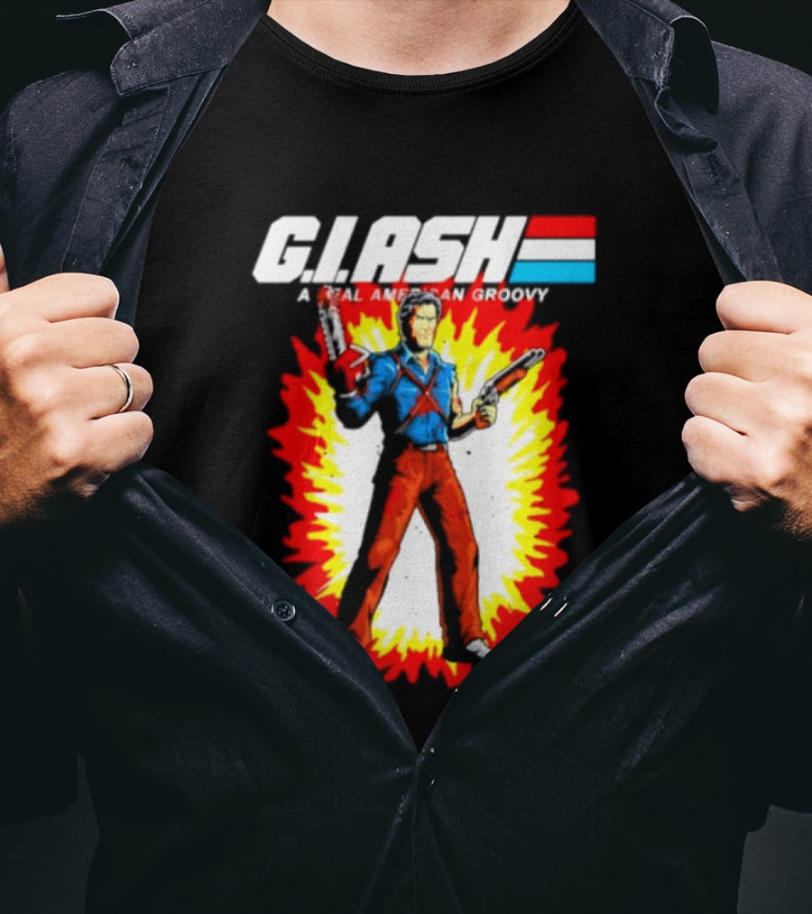 G.I. Ash A Real American Groovy Evil Dead Character Explosion T-Shirt