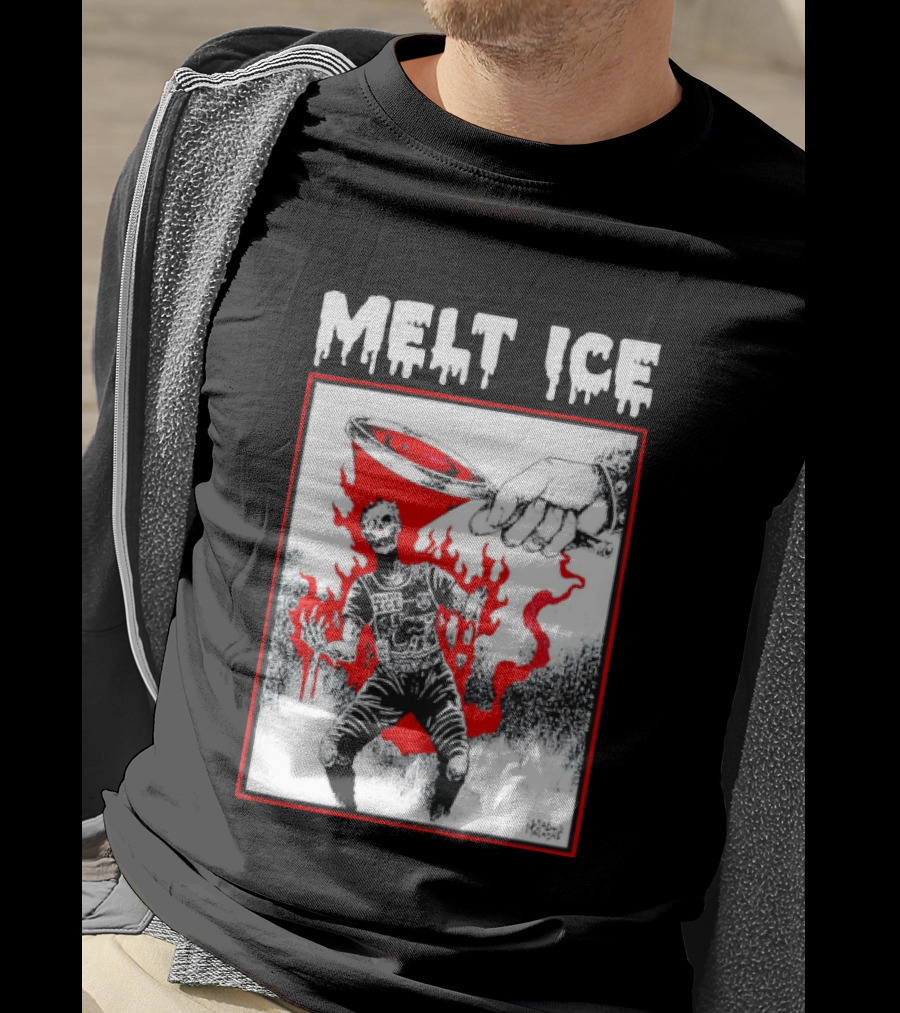 Melt ICE Anti Enforcement Art Black Melting Officer T-Shirt
