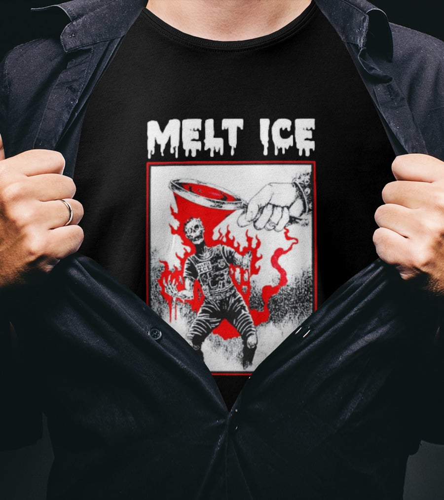 Melt ICE Anti Enforcement Art Black Melting Officer T-Shirt