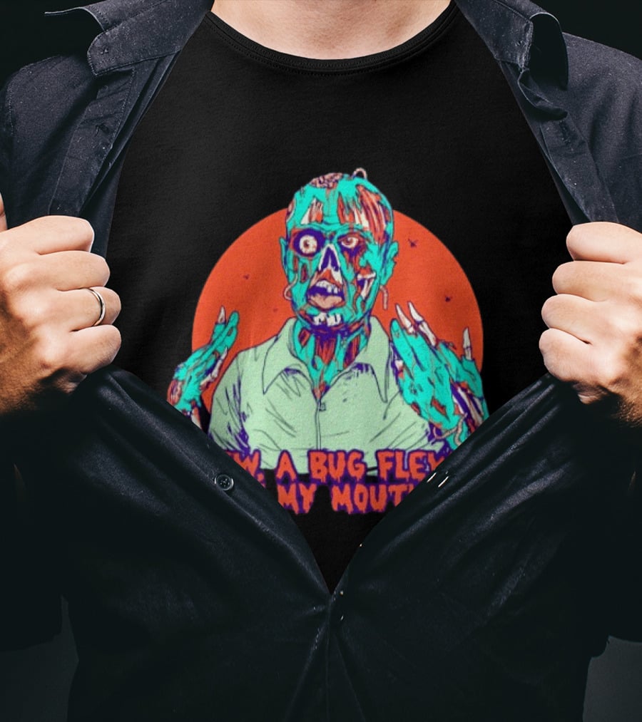 Ew A Bug Flew In My Mouth Zombie Horror Retro Comic T-Shirt